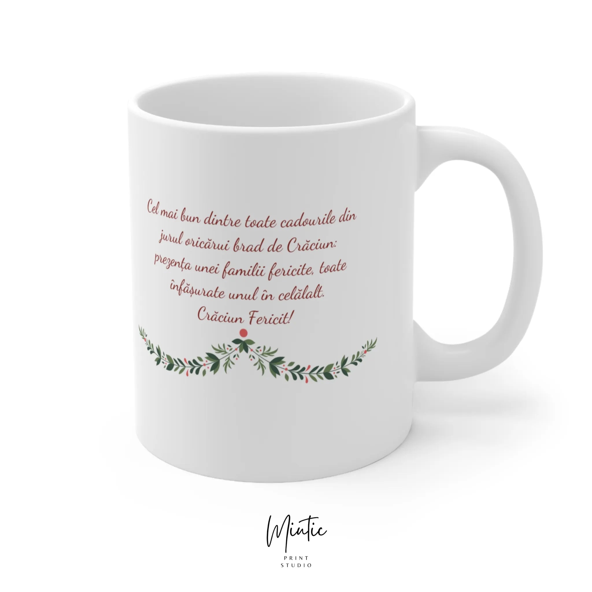 Cana personalizata cu poza si text Craciun Fericit dreapta