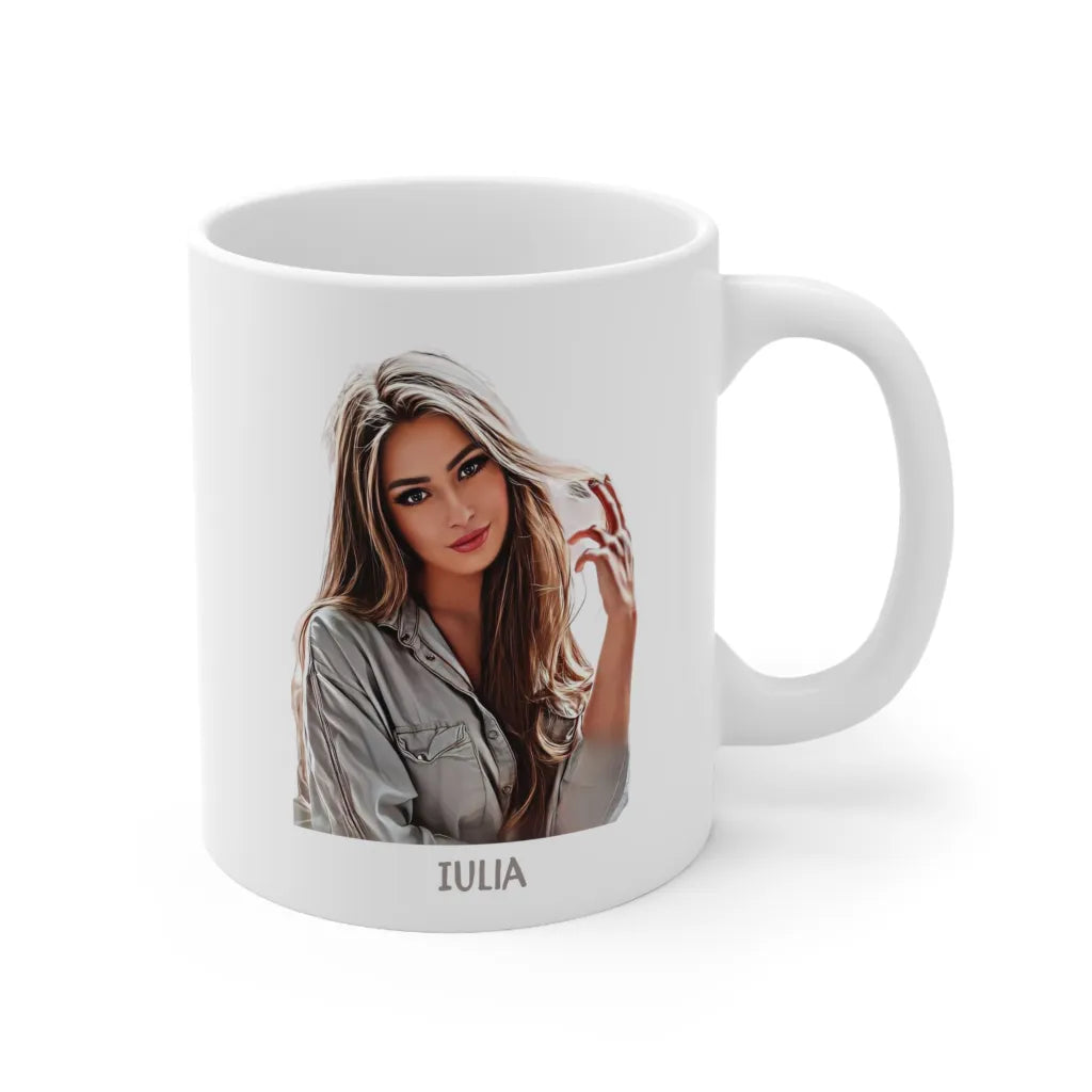 Cana personalizata portret digital model fata