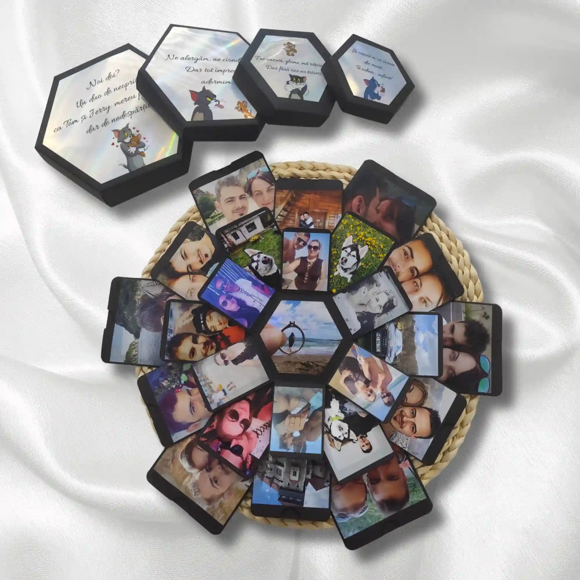 Cutie foto exploziva hexagonala descshisa neagra