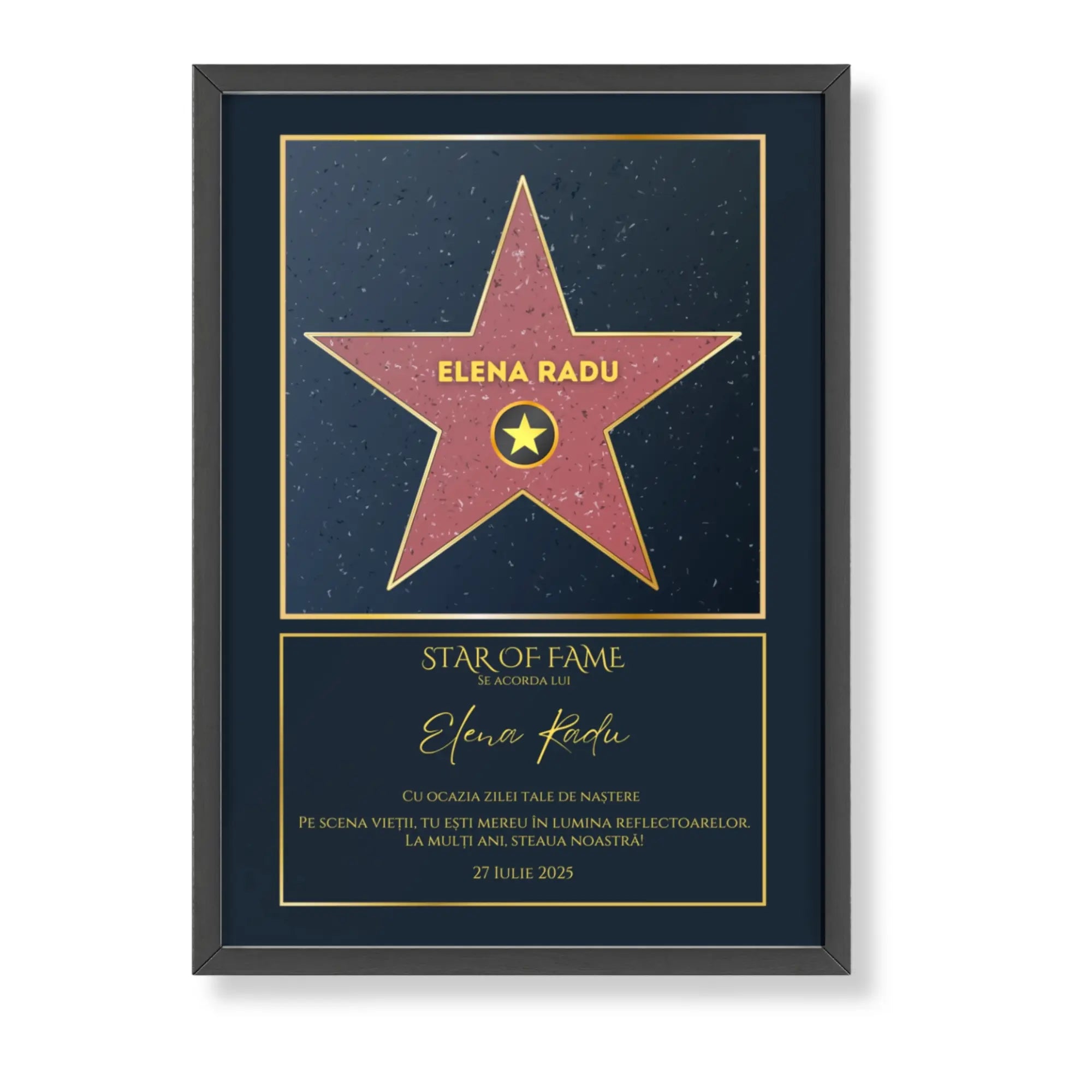 Tablou personalizat Hollywood Star of fame rama neagra
