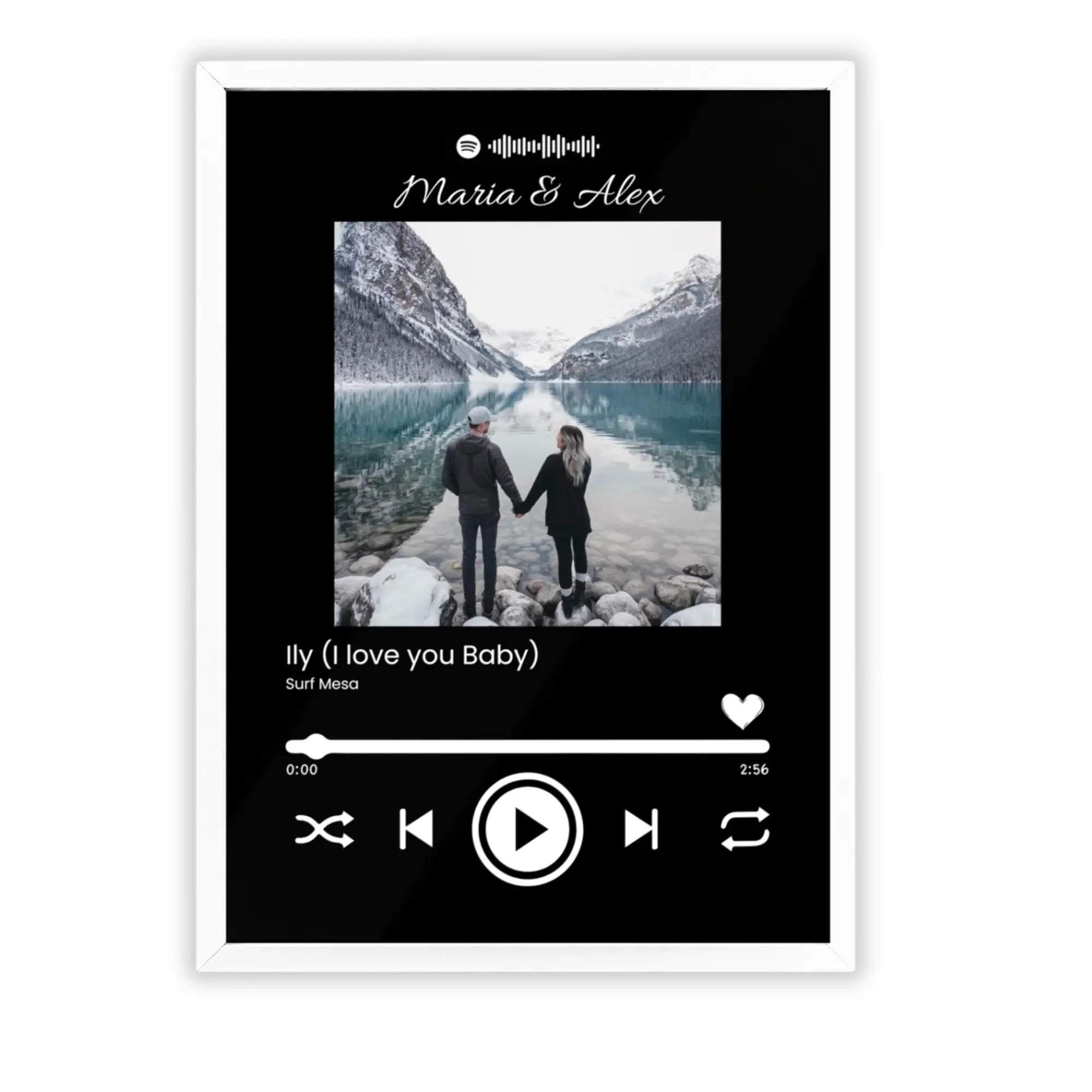 Tablou personalizat cu poza si melodie rama alba