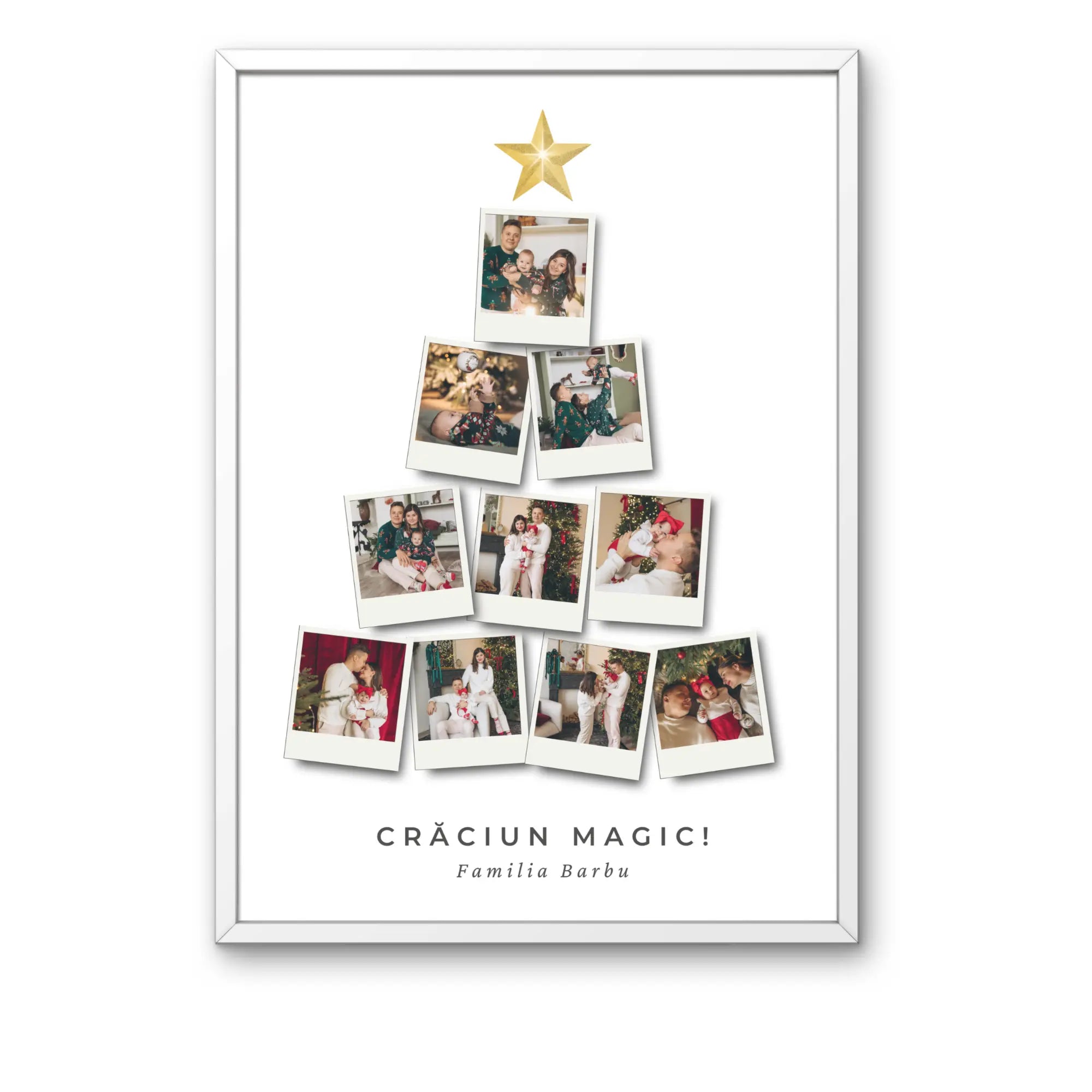 Tablou personalizat brad de Crăciun cu poze și text