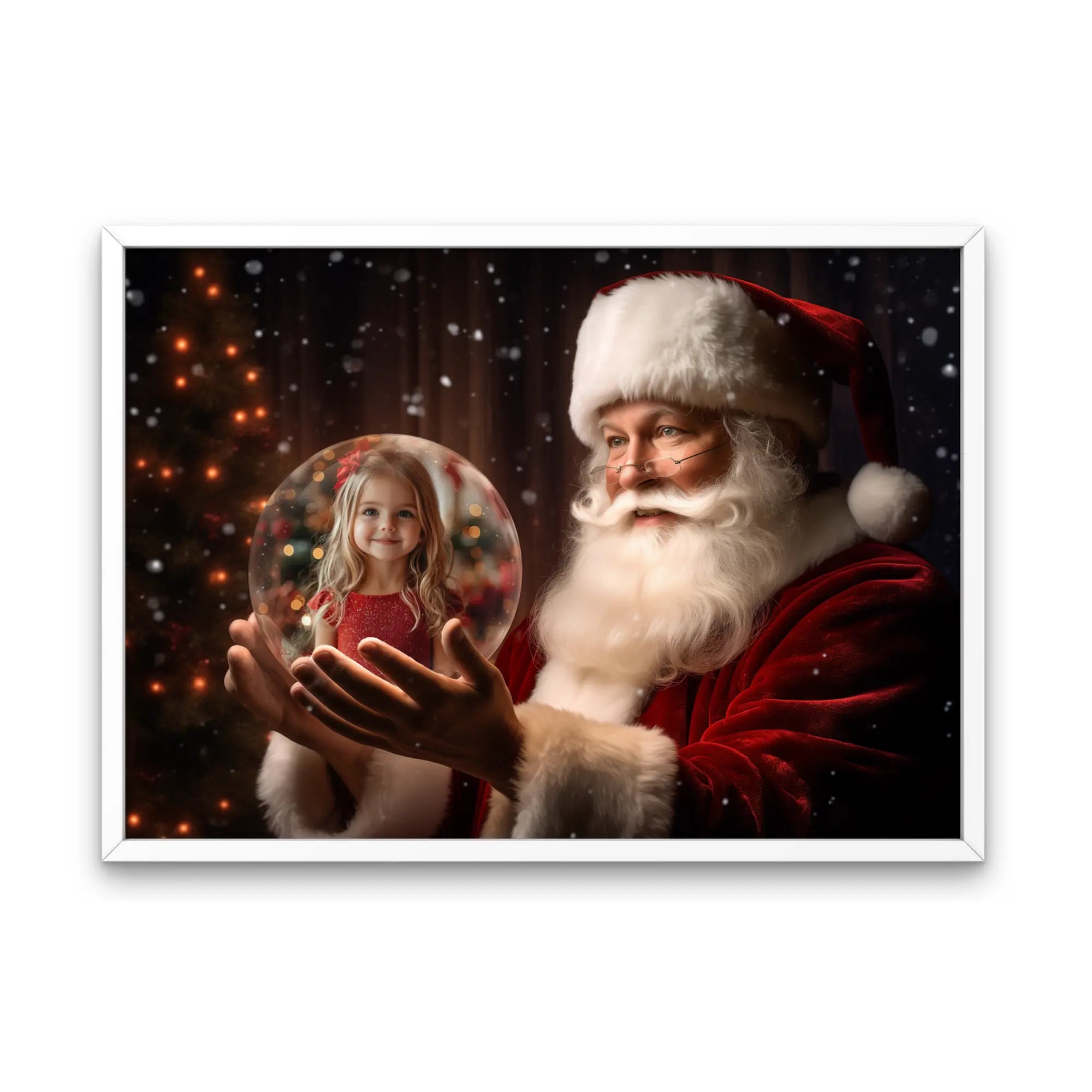 Tablou personalizat Moș Crăciun - Glob de cristal cu poză