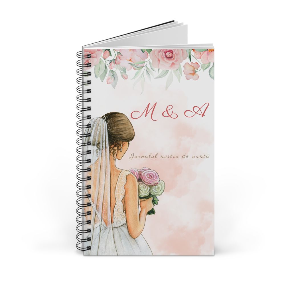 Notebook personalizat de nunta cu initiale deschis
