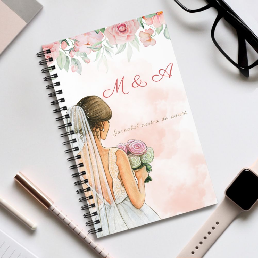 Notebook personalizat de nunta cu initiale