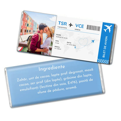 Ciocolata personalizata bilet de avion model
