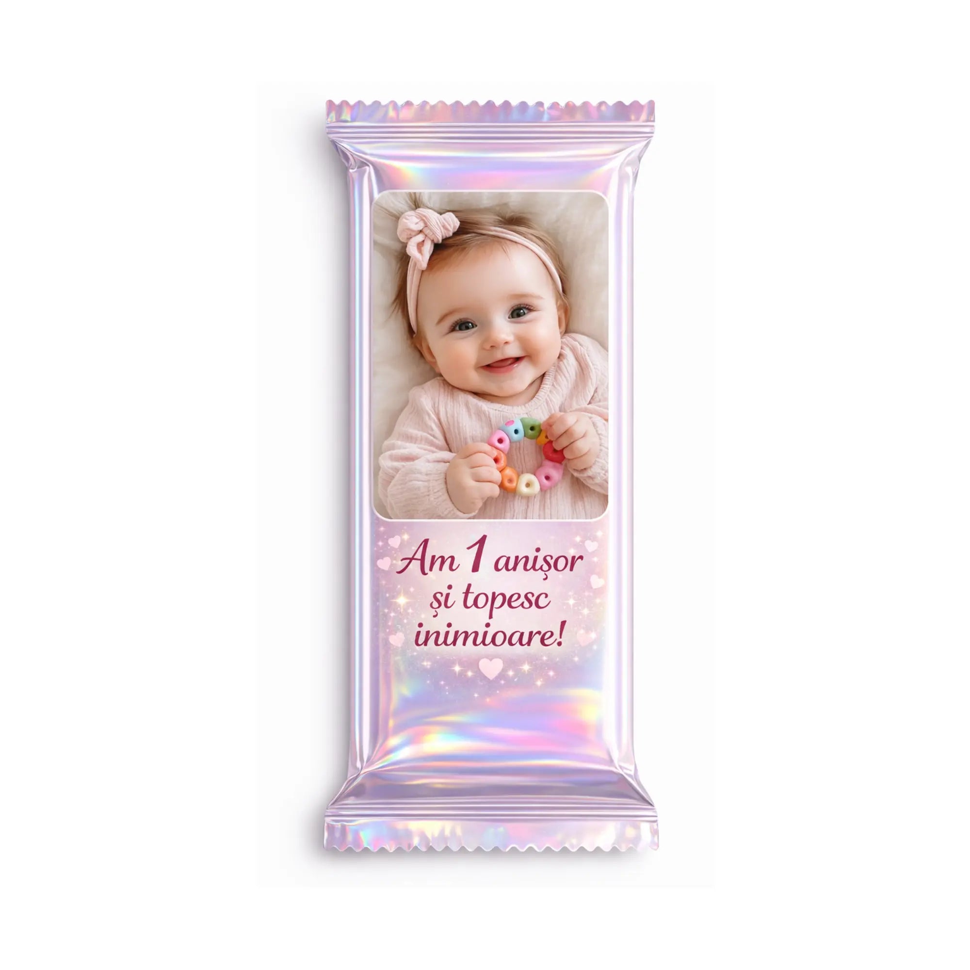Baton de ciocolată personalizat cu poză și mesaj