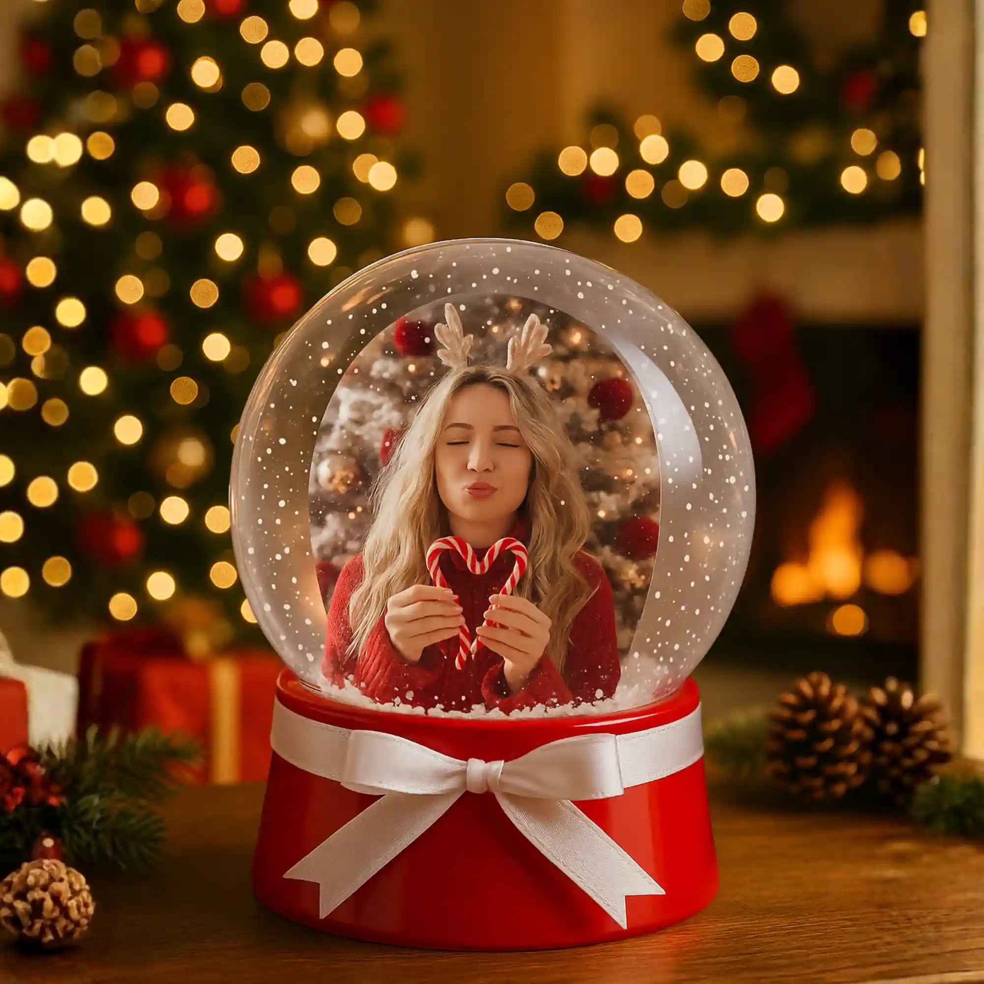 Glob de zăpadă personalizat cu poză și nume