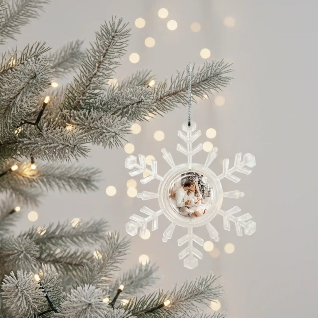Glob personalizat în formă de fulg cu 2 poze