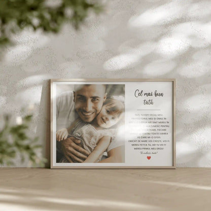 Tablou personalizat cel mai bun tata cu poză și mesaj