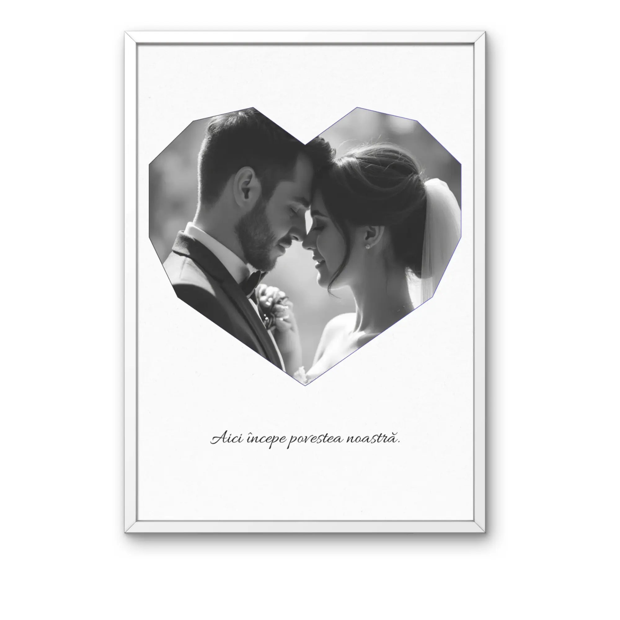 Tablou personalizat cu poză în formă de inimă și text