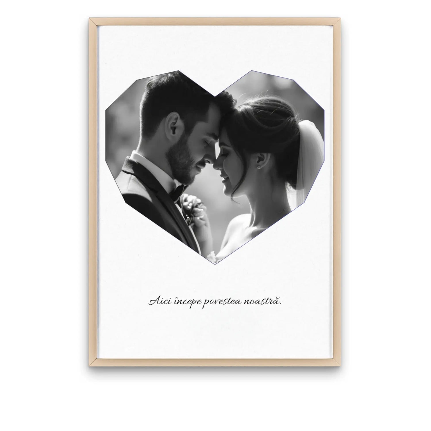 Tablou personalizat cu poză în formă de inimă și text