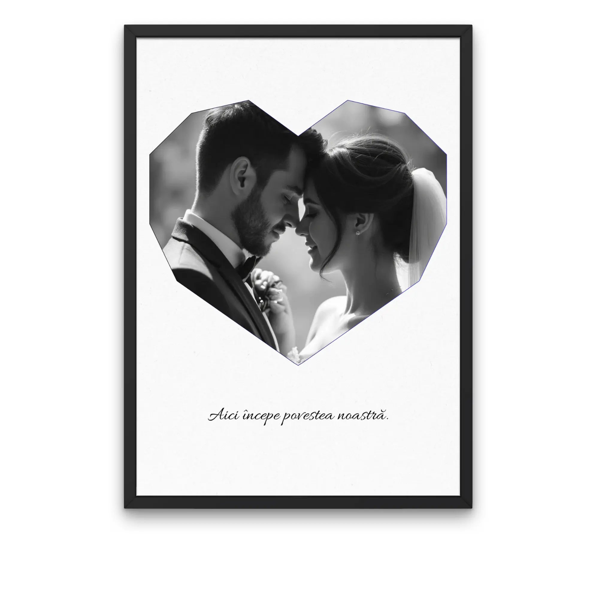 Tablou personalizat cu poză în formă de inimă și text
