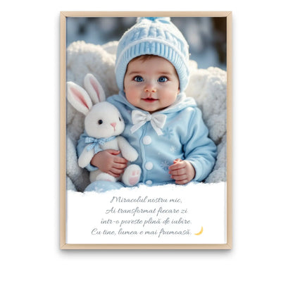 tablou personalizat cu text si poza in rama natur