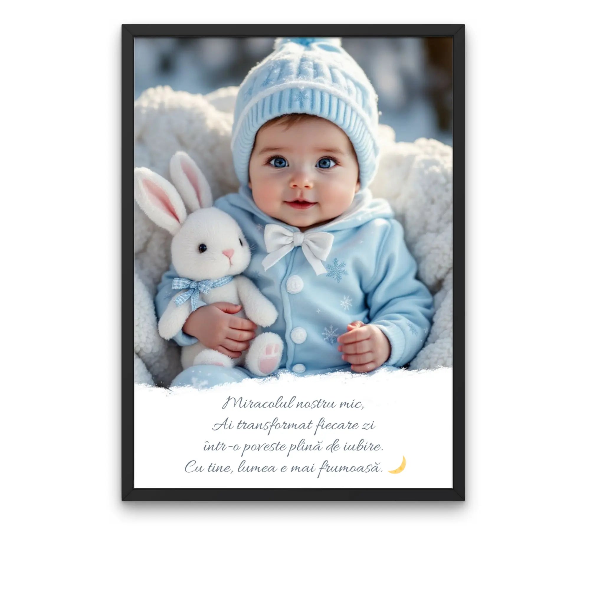 tablou personalizat cu text si poza in rama neagra