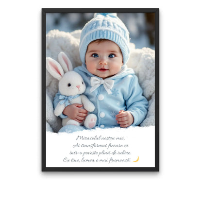 tablou personalizat cu text si poza in rama neagra