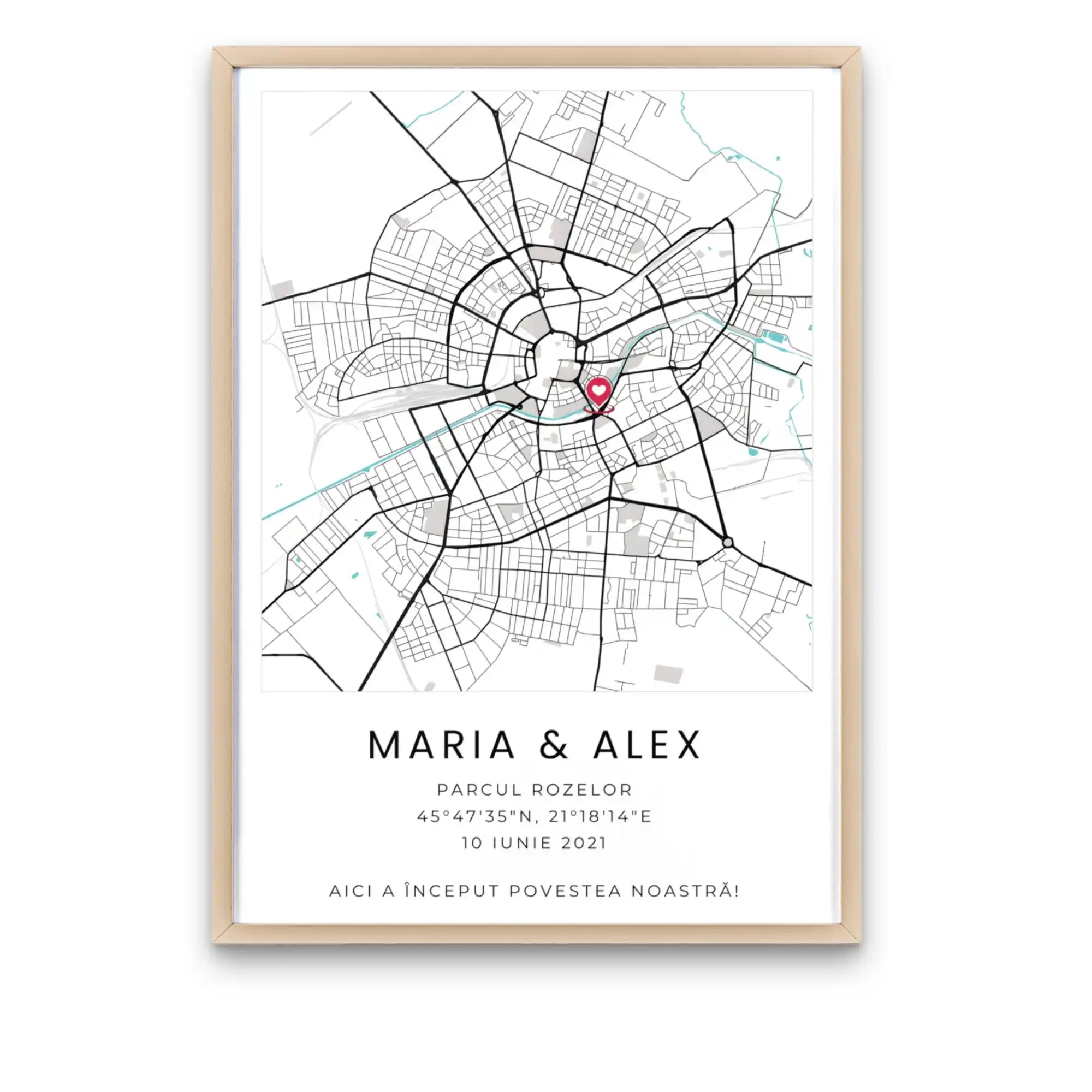Tablou personalizat hartă cu locație