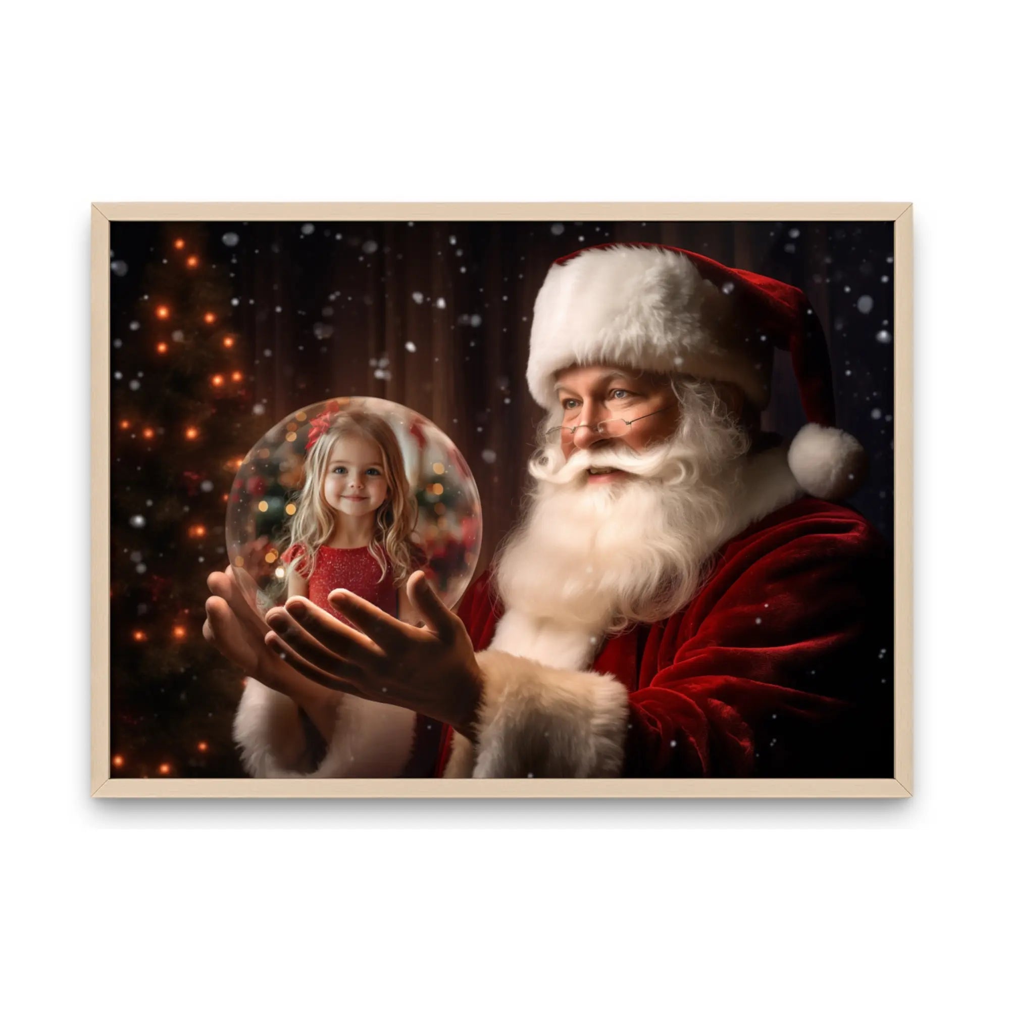 Tablou personalizat Moș Crăciun - Glob de cristal cu poză