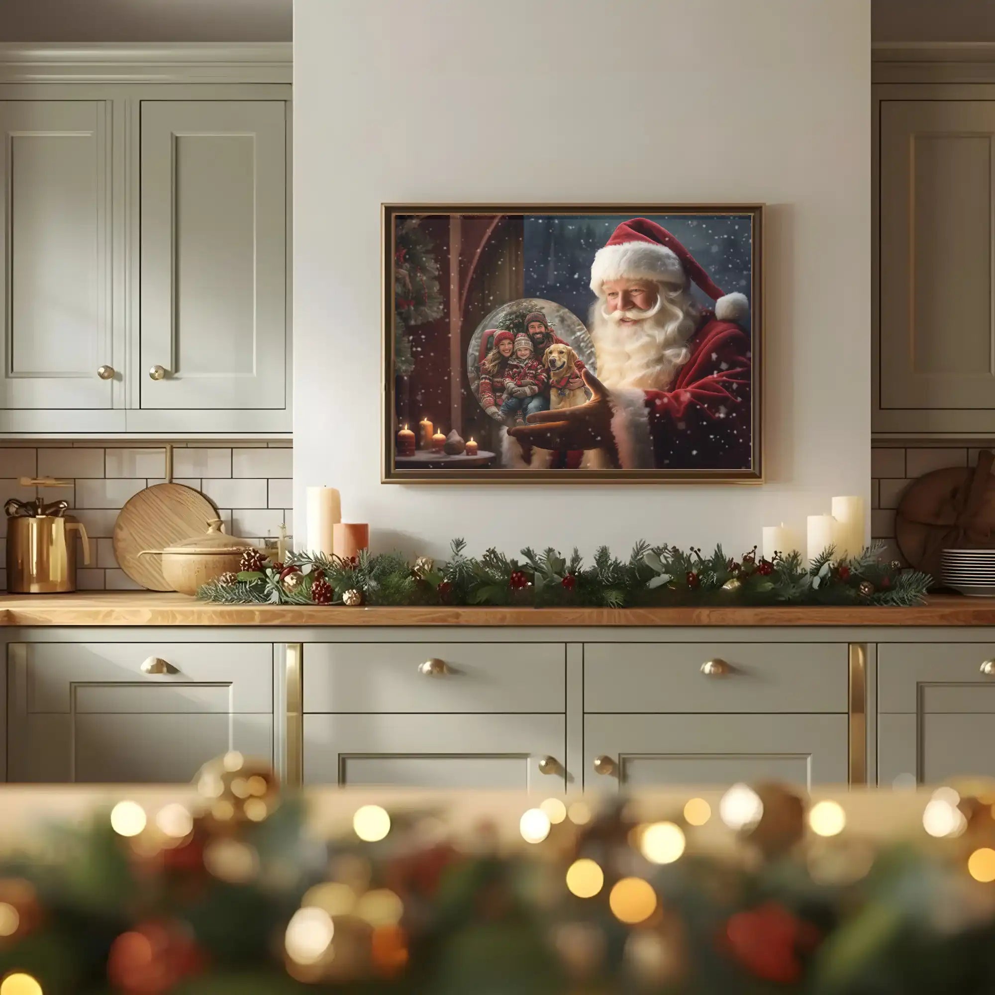 Tablou personalizat Moș Crăciun - Glob de cristal cu poză