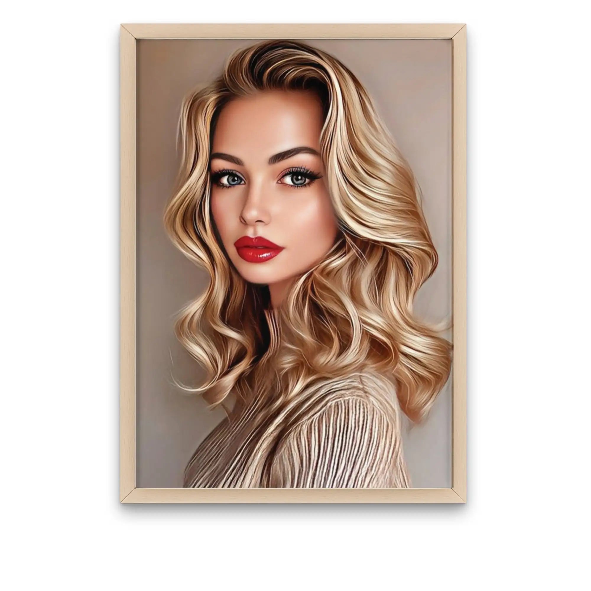 tablou personalizat portret digital realist cu 1 persoana in rama natur