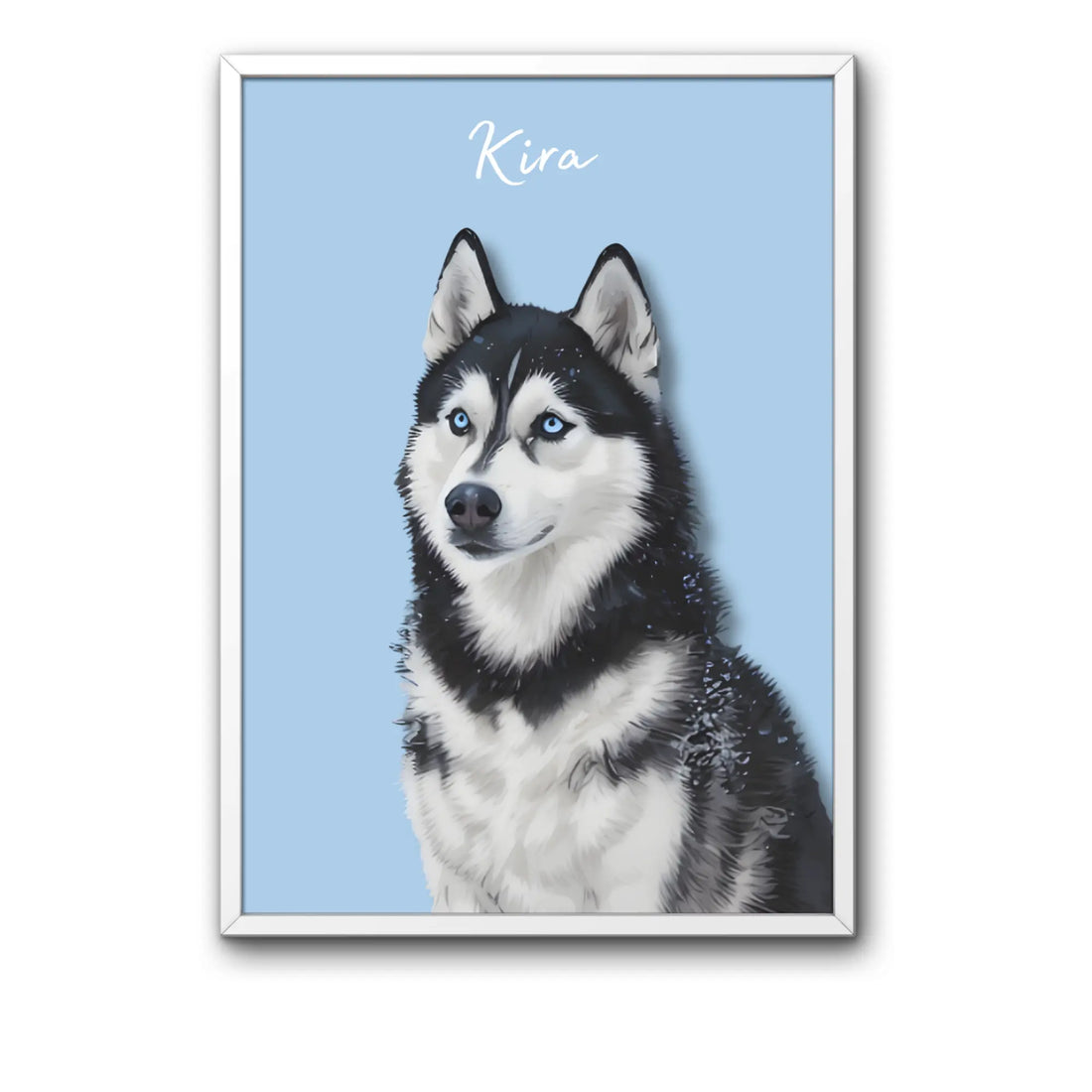 tablou personalizat portret digital realist cu animal de companie in rama alba