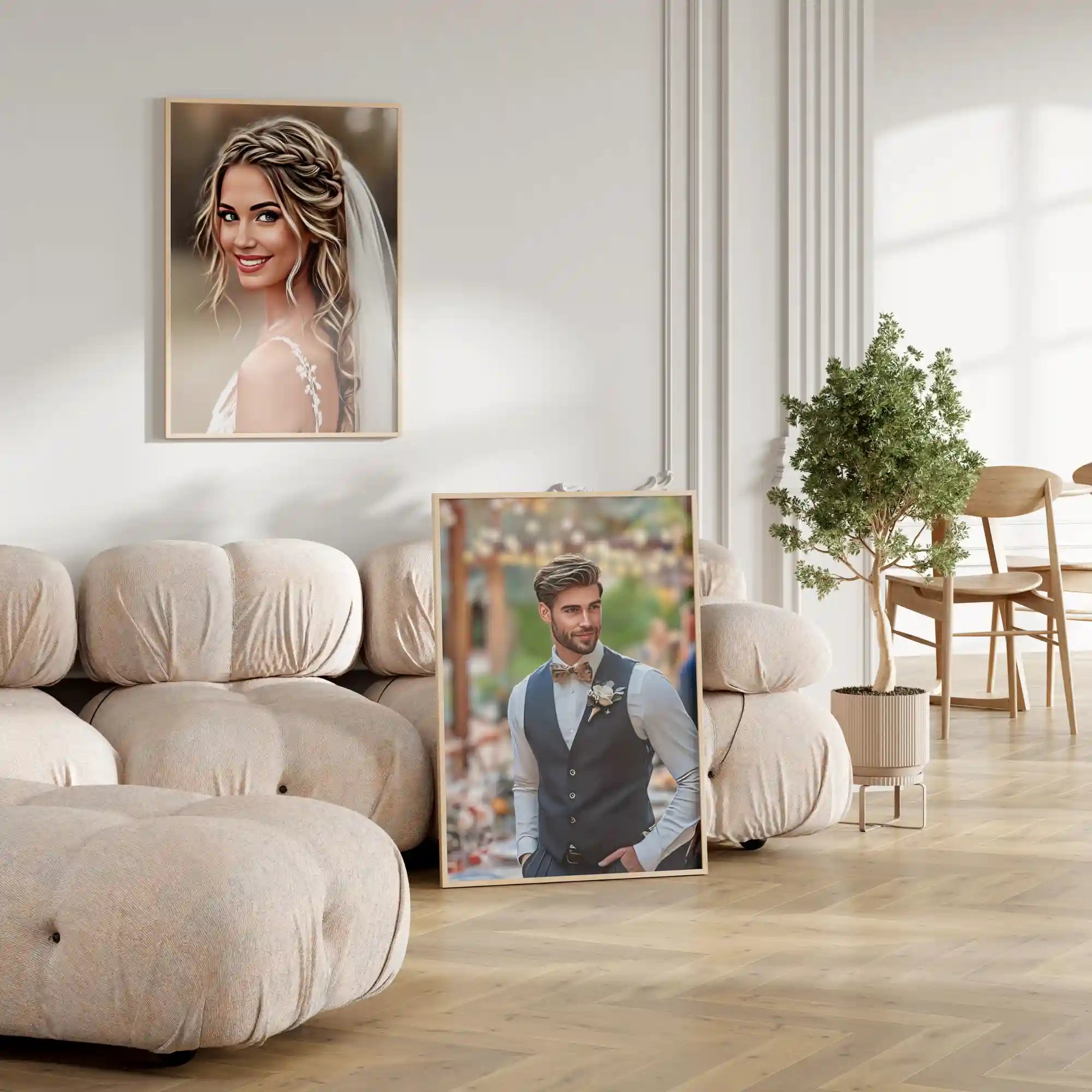 tablou personalizat portret digital realist mire si mireasa