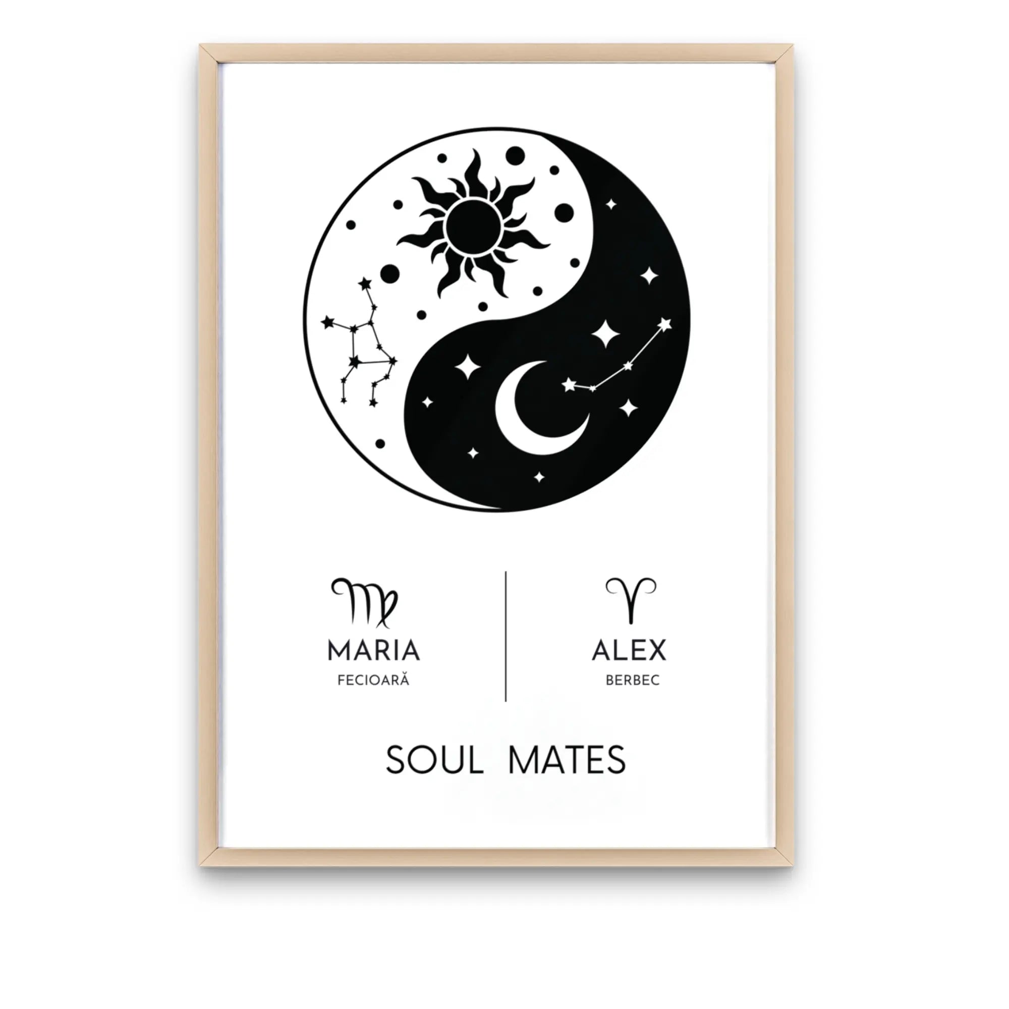 Tablou personalizat Yin și Yang cu semn zodiacal și constelație