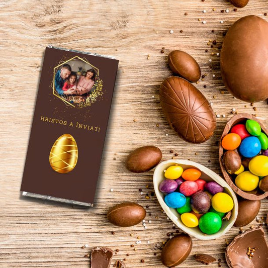 Ciocolata personalizata de Paste cu poza Hristos a Inviat