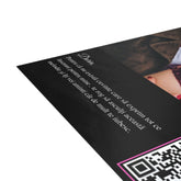 Felicitare personalizata cu o poza text si cod QR fata colt