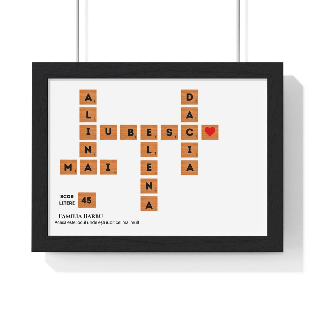 Tablou personalizat jocuri de cuvinte cu rama neagra