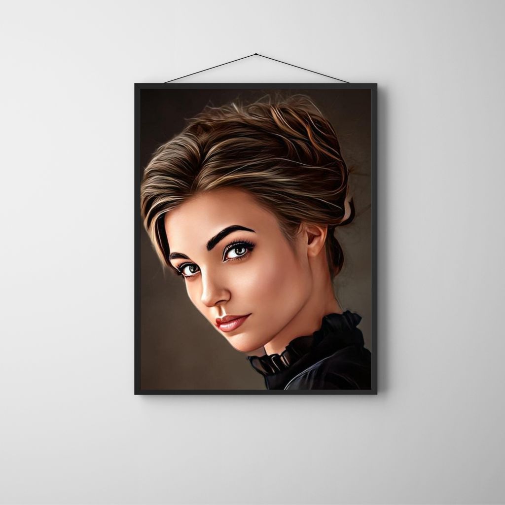 Tablou personalizat portret digital cu rama neagra