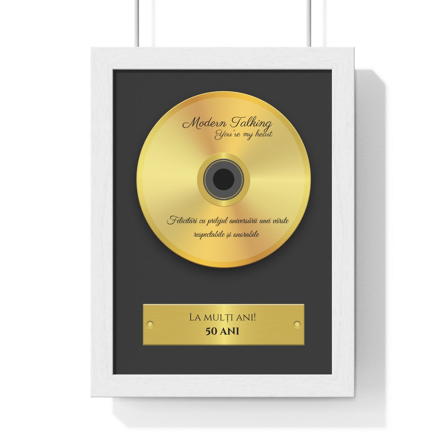 Tablou personalizat disc muzica rama alba