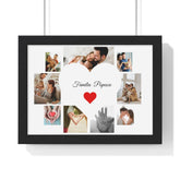 Tablou personalizat inima cu 9 poze si text rama neagra