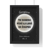 Tablou personalizat te iubesc pana la luna si inapoi rama neagra